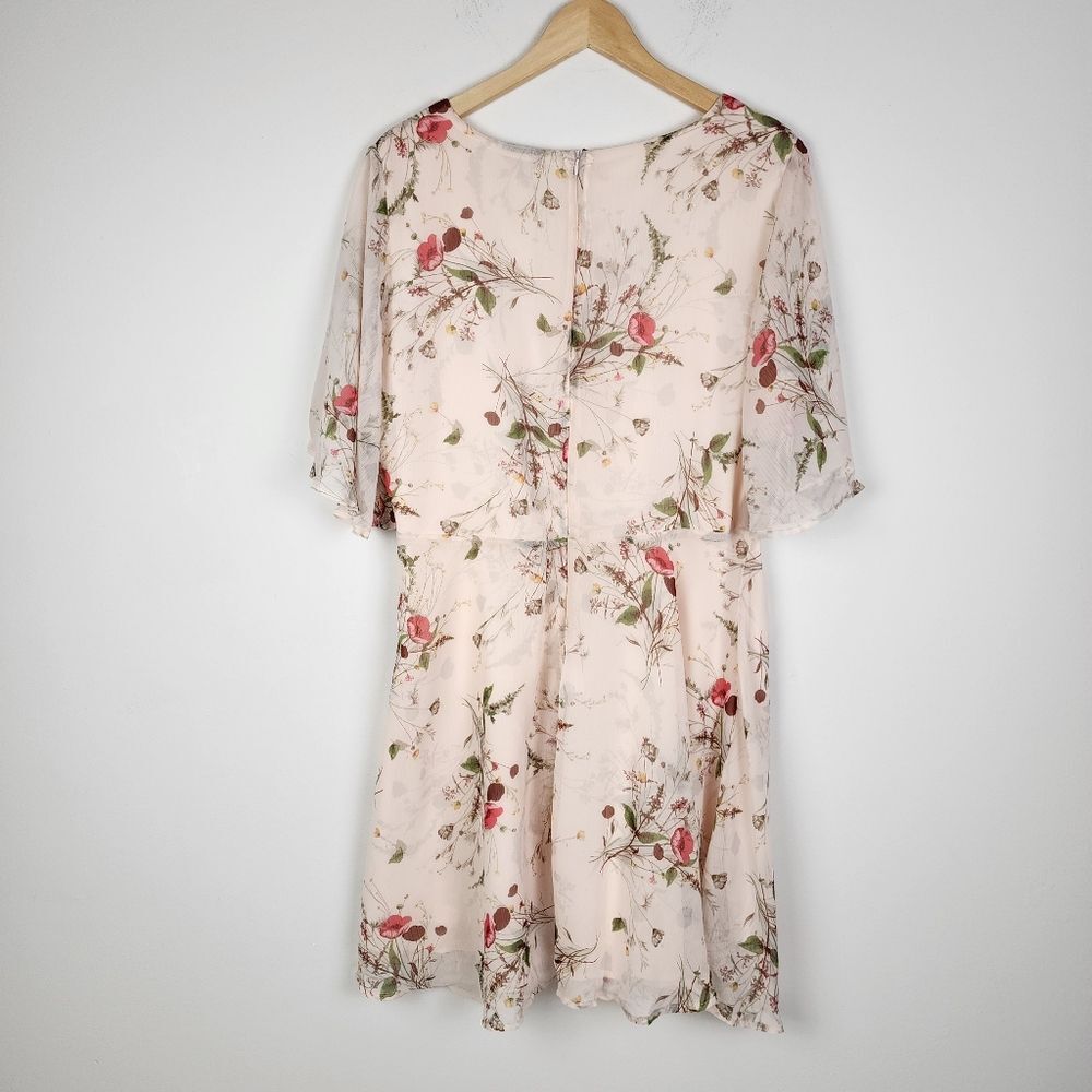 NWT Bobeau Rose Floral Chiffon Midi Dress Pink XL Romantic Coquette Boho - Picture 5 of 16